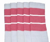 Skatersocks White Tube Socks With Thick Bubblegum Pink Stripes - Pigeon's Roller Skate Shop