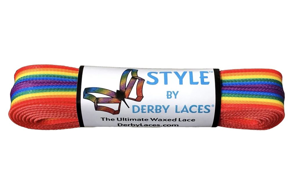 WAXED by Derby Laces - RAINBOW STRIPE 96" - Pigeon's Roller Skate Shop