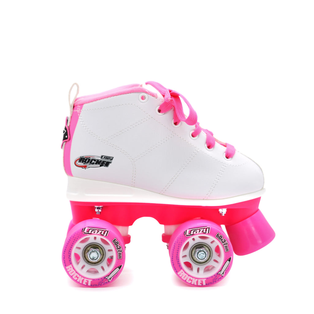 Crazy *Kids* Rocket Skate - PINK & WHITE - Pigeon's Roller Skate Shop