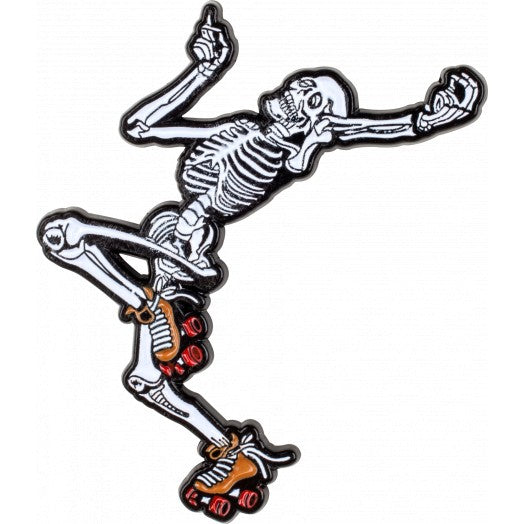 Rollerbones Dancing Skeleton Lapel Pin - Pigeon's Roller Skate Shop