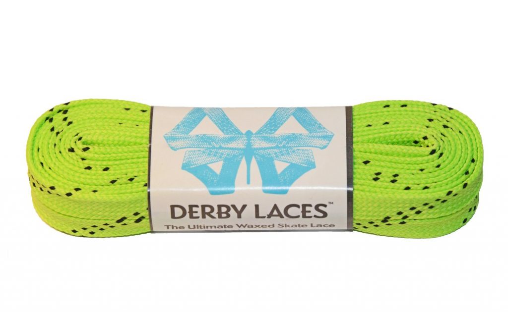 WAXED by Derby Laces - LIME GREEN AND BLACK TRACER 96" - Pigeon's Roller Skate Shop