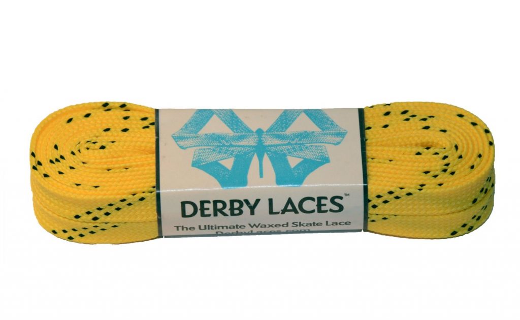 Derby Laces - YELLOW/BLACK TRACER 96" - Pigeon's Roller Skate Shop