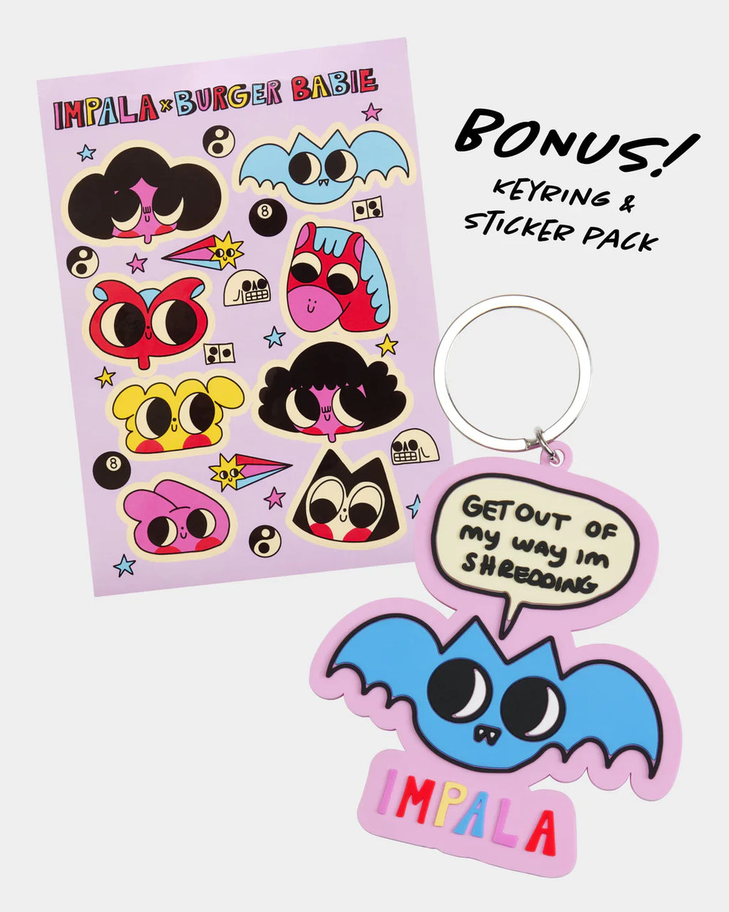 Cartoon sticker, pack, and cartoon keychain