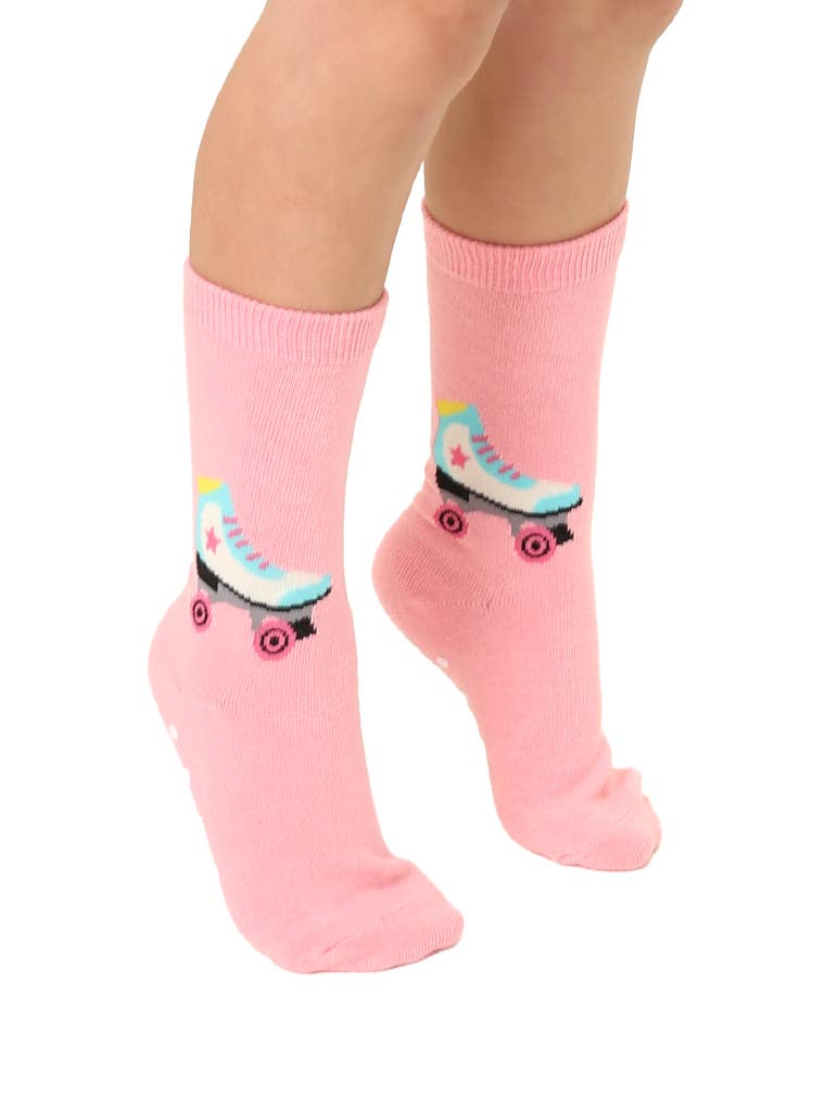 Kids Packaged Crew Socks - Roller Skate - Pink - Pigeon's Roller Skate Shop