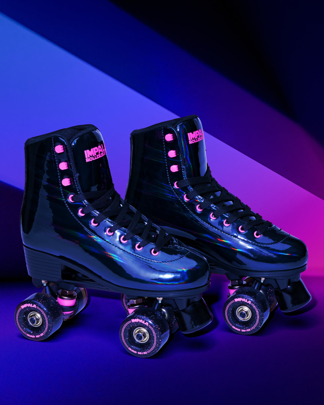 Impala Roller Skates - BLACK HOLOGRAPHIC - Pigeon's Roller Skate Shop