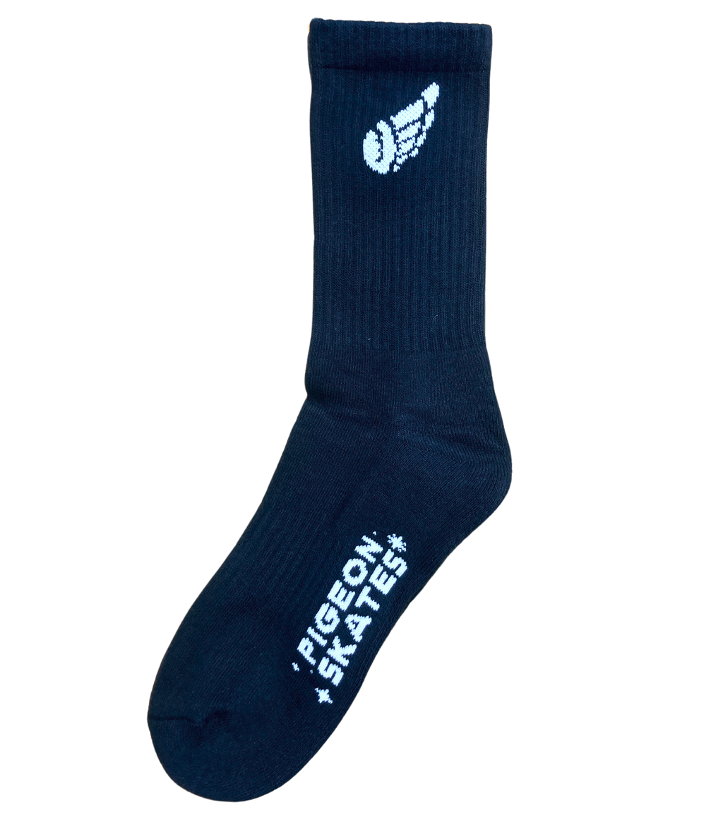 Pigeon's Performance Skate Socks - BLACK WING - Pigeon's Roller Skate Shop