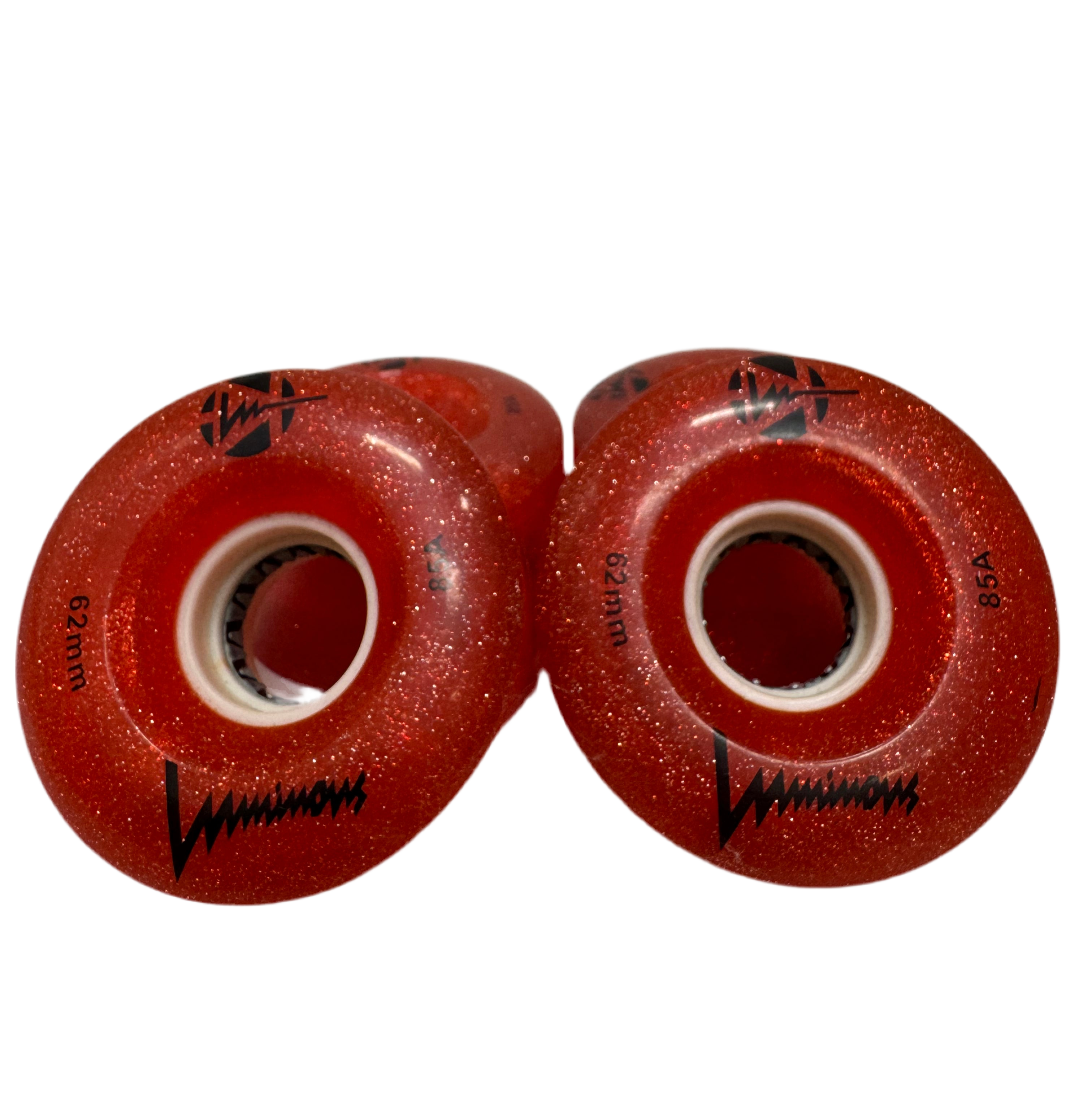 Luminous Wheels - Orange Sparkle Custom Dye 4pk - 85A - Pigeon's Roller Skate Shop