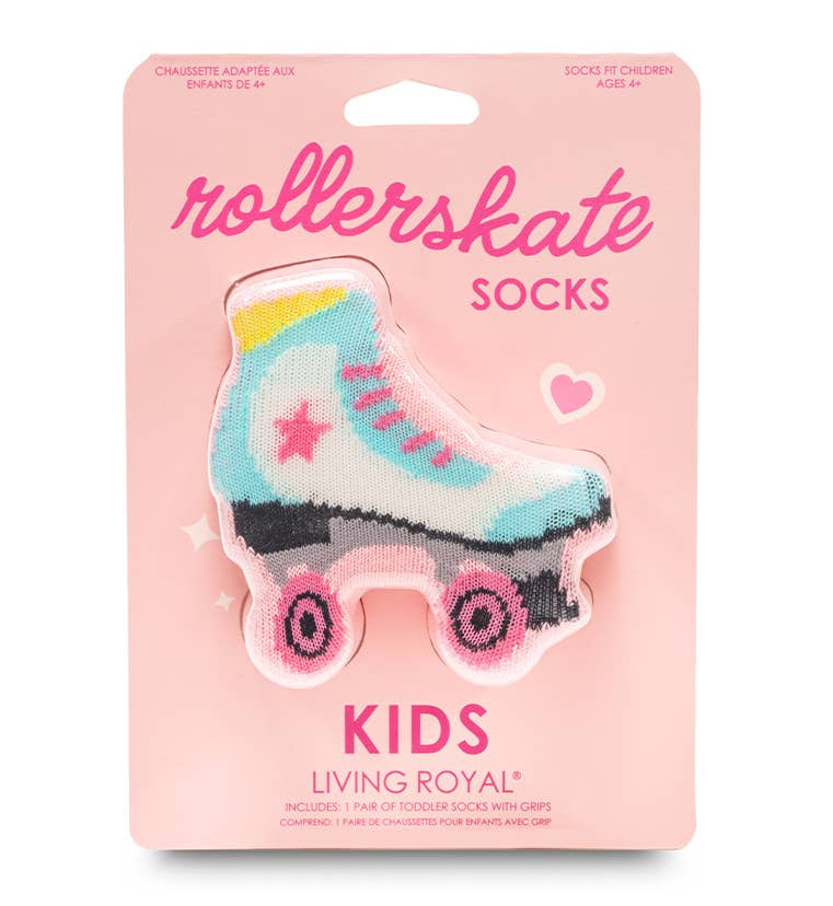 Kids Packaged Crew Socks - Roller Skate - Pink - Pigeon's Roller Skate Shop
