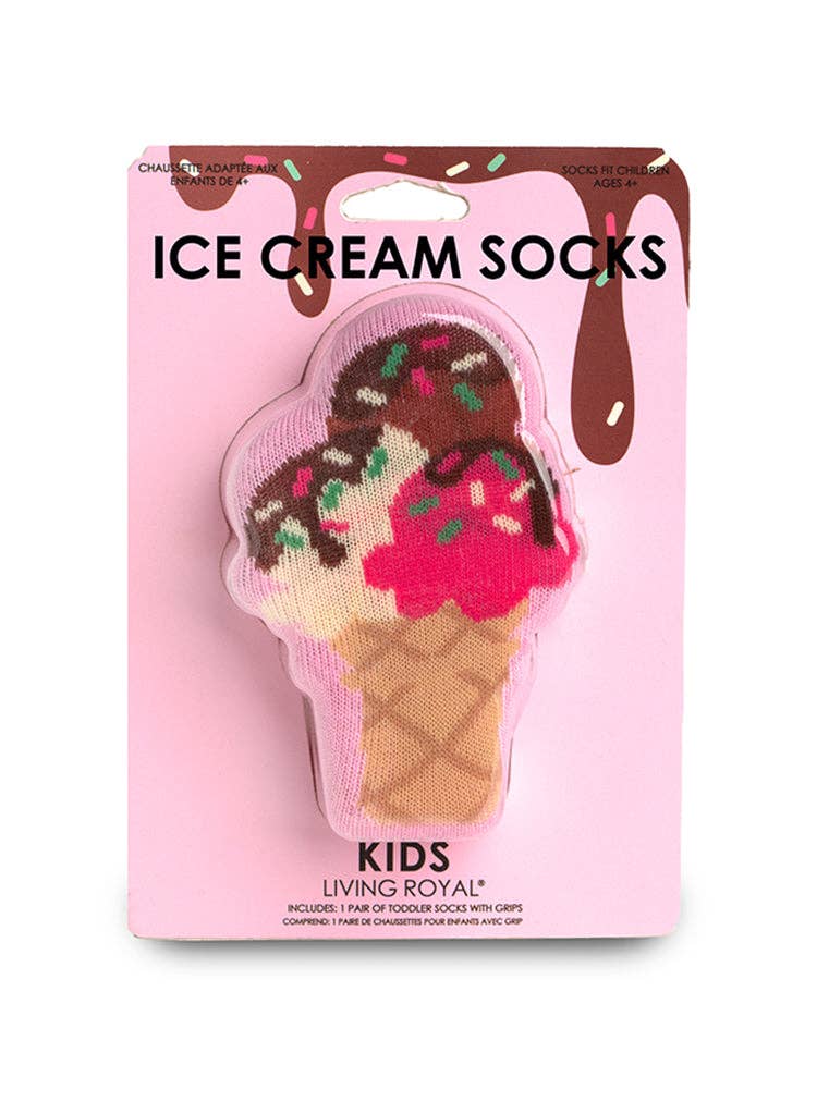 Kids Packaged Socks - Kids - Ice Cream Cone w/Sprinkles - Pink