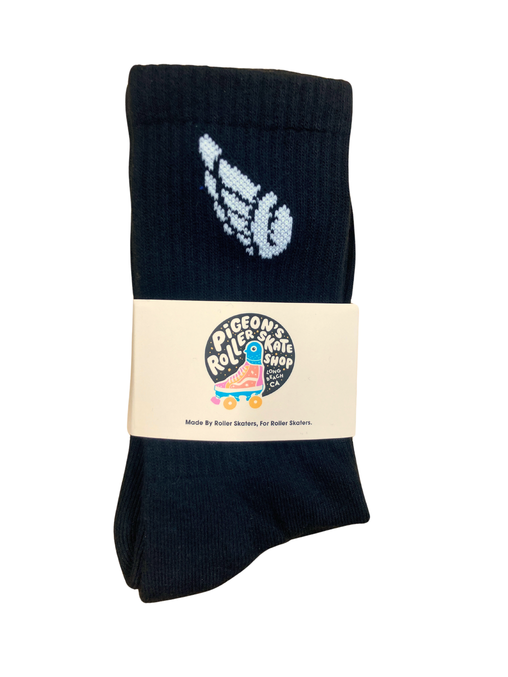 Pigeon's Performance Skate Socks - BLACK WING - Pigeon's Roller Skate Shop
