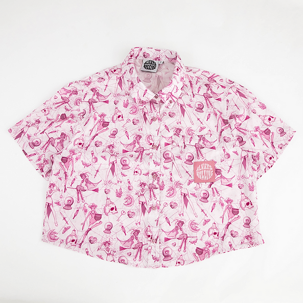 Skate Crop Button Up - SABRINA - Pigeon's Roller Skate Shop