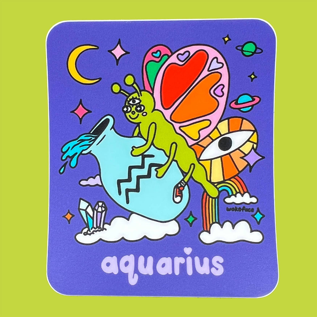 Sticker - Zodiac: Aquarius - Pigeon's Roller Skate Shop