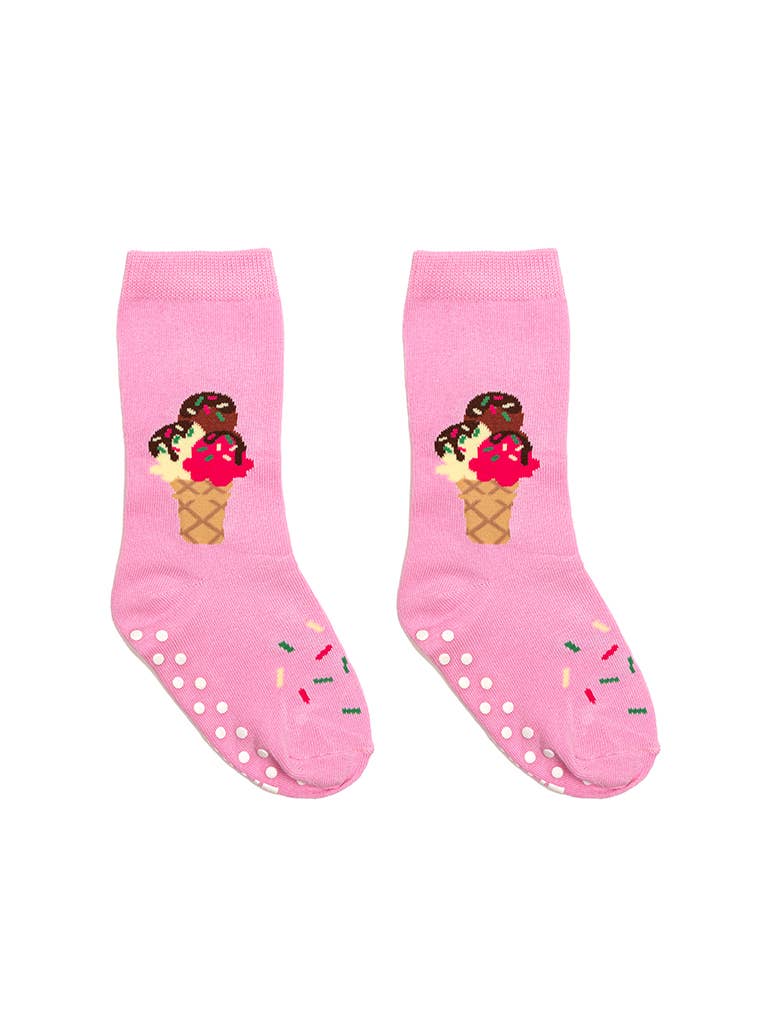 Kids Packaged Socks - Kids - Ice Cream Cone w/Sprinkles - Pink - Pigeon's Roller Skate Shop