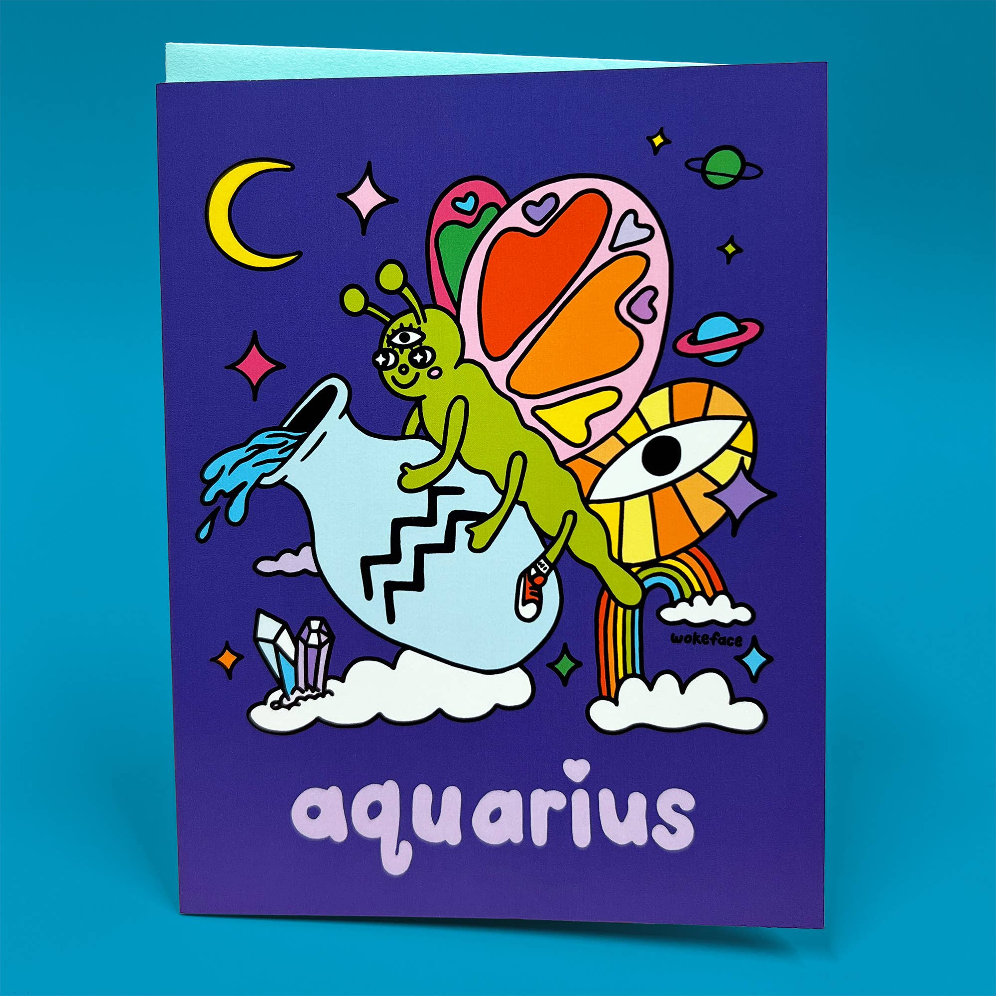 Greeting Card - Zodiac: Aquarius - Pigeon's Roller Skate Shop