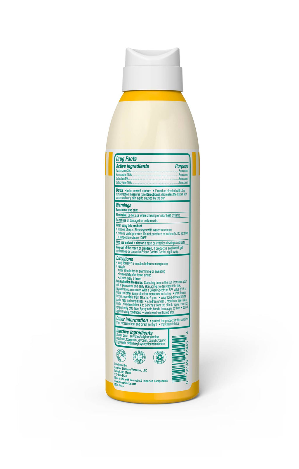 Rubber Ducky SPF 50 Sunscreen Spray - 6 oz Clear - Pigeon's Roller Skate Shop