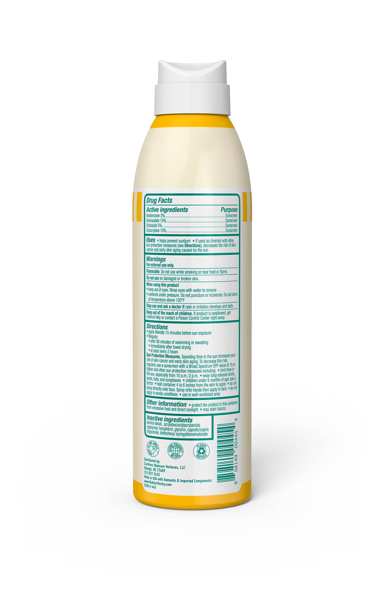 Rubber Ducky SPF 50 Sunscreen Spray - 6 oz Clear - Pigeon's Roller Skate Shop