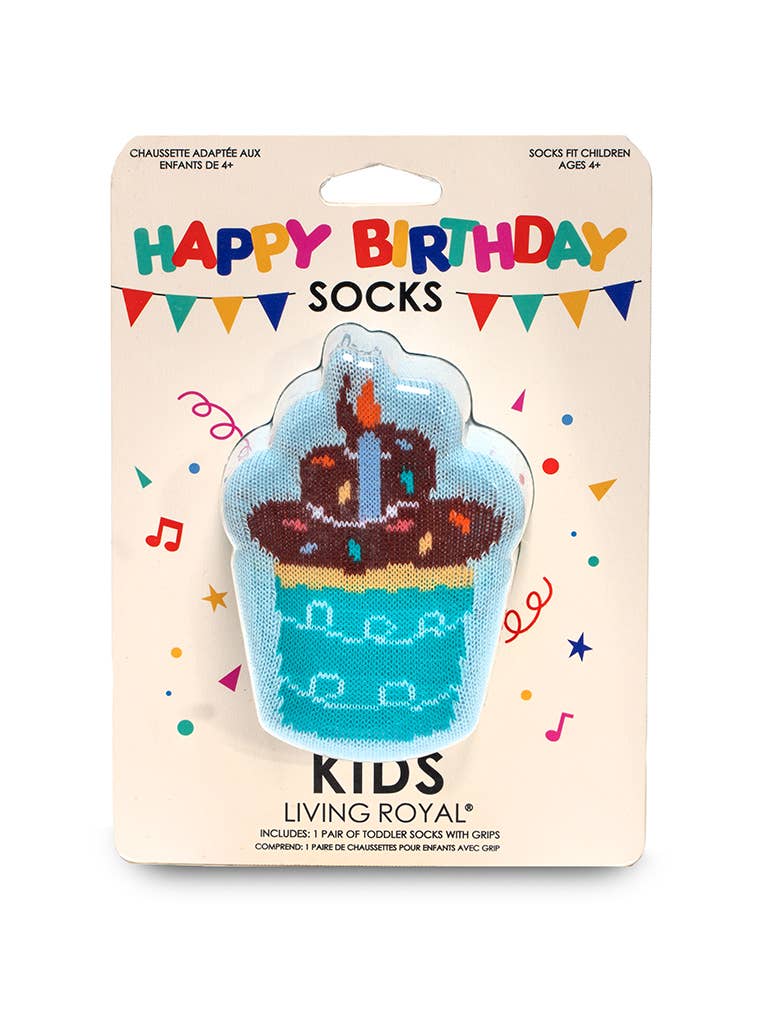 Kids Packaged Crew Socks - Birthday Cupcake