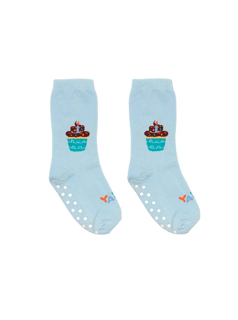 Kids Packaged Crew Socks - Birthday Cupcake - Pigeon's Roller Skate Shop