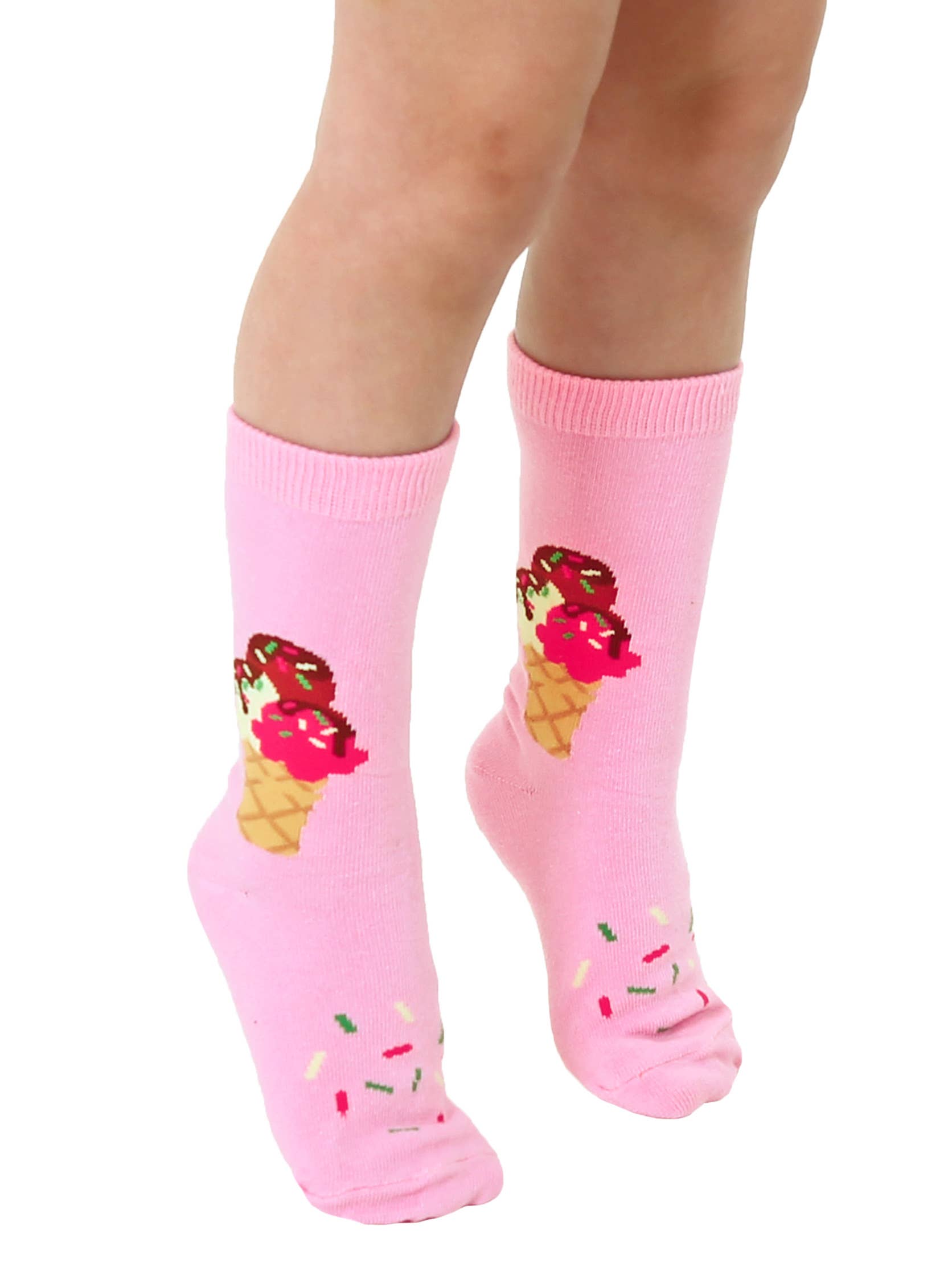 Kids Packaged Socks - Kids - Ice Cream Cone w/Sprinkles - Pink - Pigeon's Roller Skate Shop