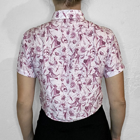 Skate Crop Button Up - SABRINA - Pigeon's Roller Skate Shop
