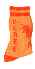 orange striped socks on white background