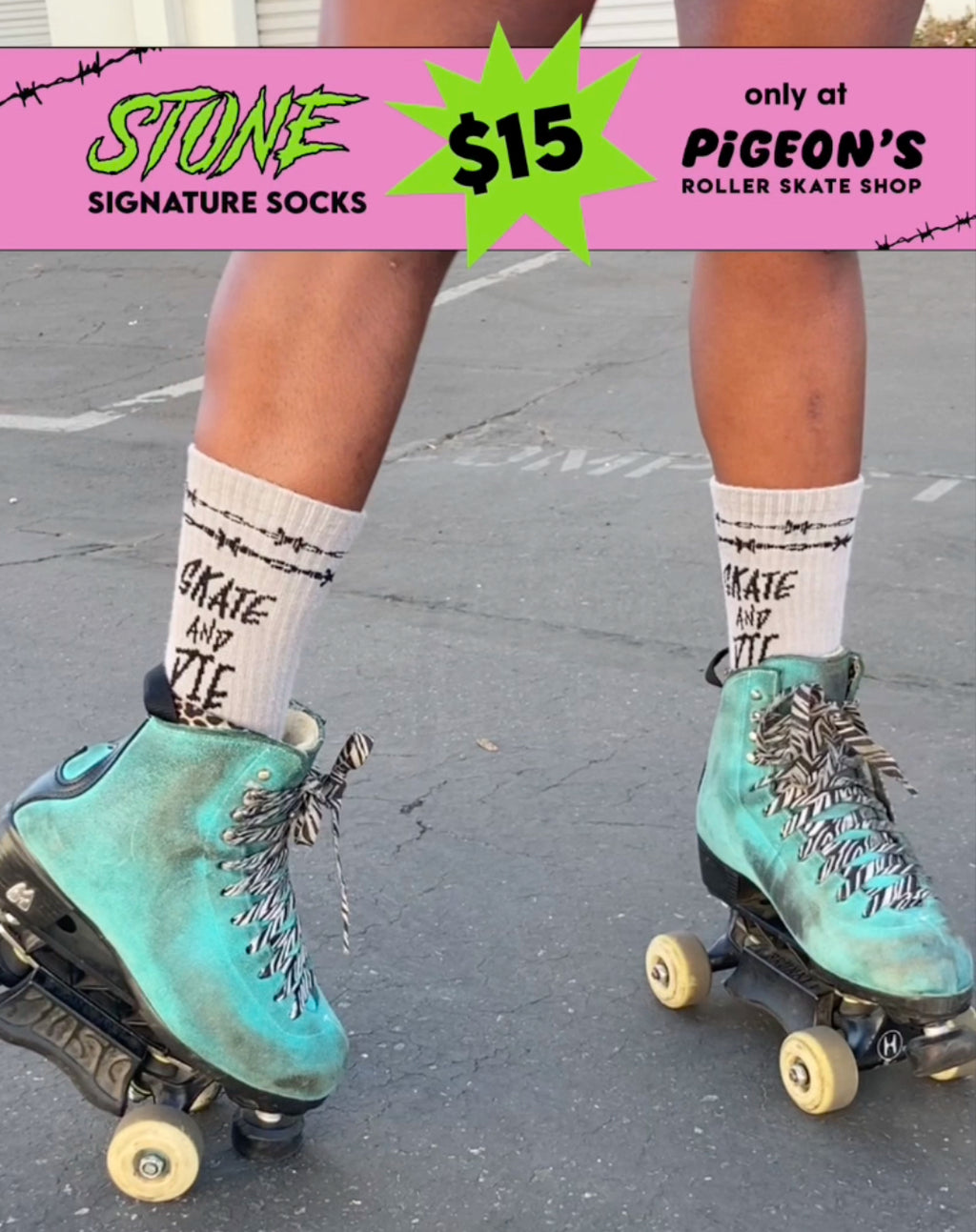 Pigeon's Performance Skate Socks - STONE PRO SKATE & DIE SOCK - Pigeon's Roller Skate Shop
