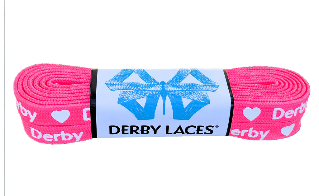 Derby Laces - PINK I HEART DERBY 108"