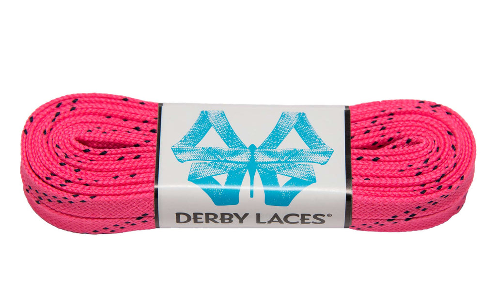 Derby Laces - HOT PINK w/ BLACK TRACER 108"