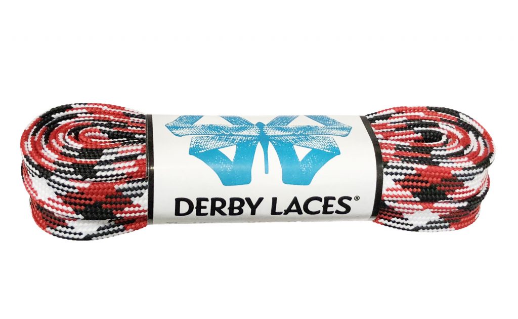 Derby Laces Waxed - BLACK/RED CAMO 96'' - Pigeon's Roller Skate Shop