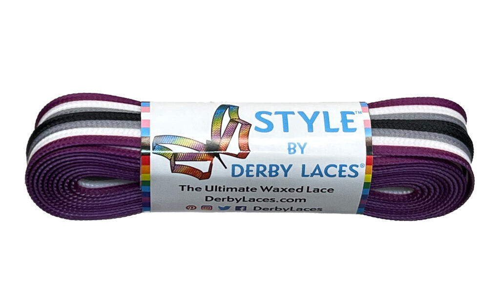 Derby Laces - BLACK PURPLE STRIPE 96" - Pigeon's Roller Skate Shop