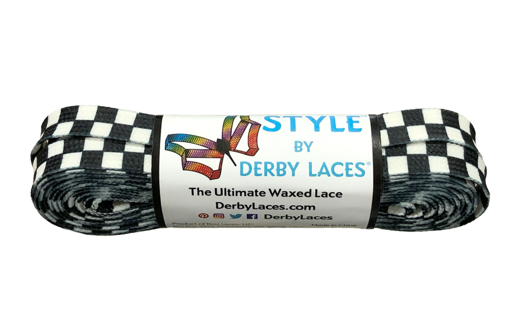 WAXED by Derby Laces - BLACK/WHITE CHECKERS 108" - Pigeon's Roller Skate Shop