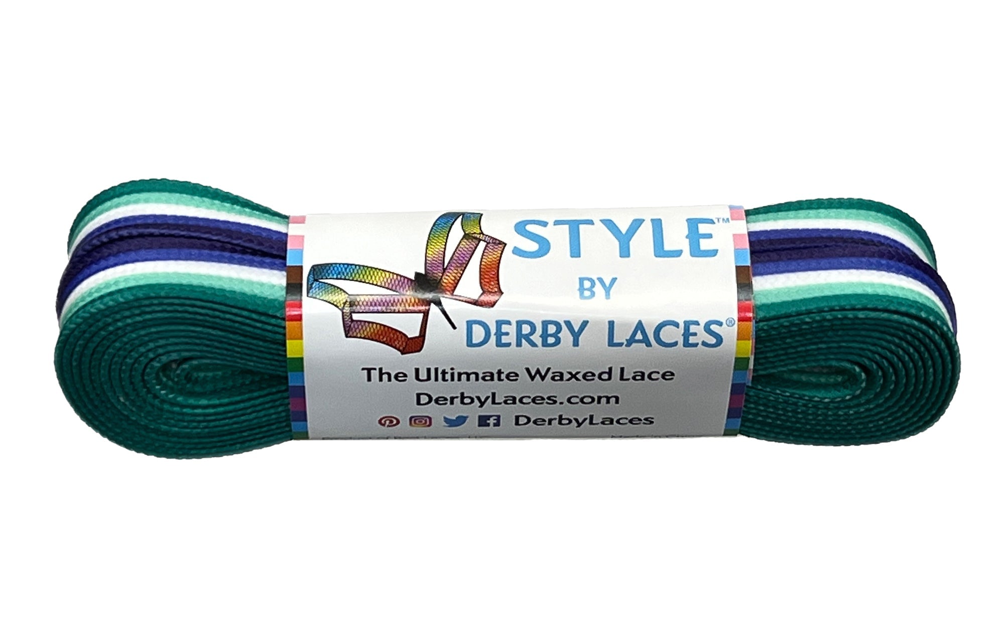 Derby Laces - OCEAN STRIPE 96" - Pigeon's Roller Skate Shop