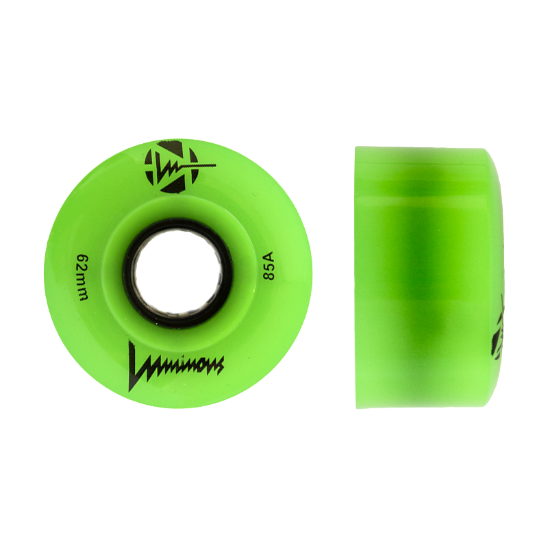 Luminous Light Up Wheels - GREEN GLOW - Pigeon's Roller Skate Shop