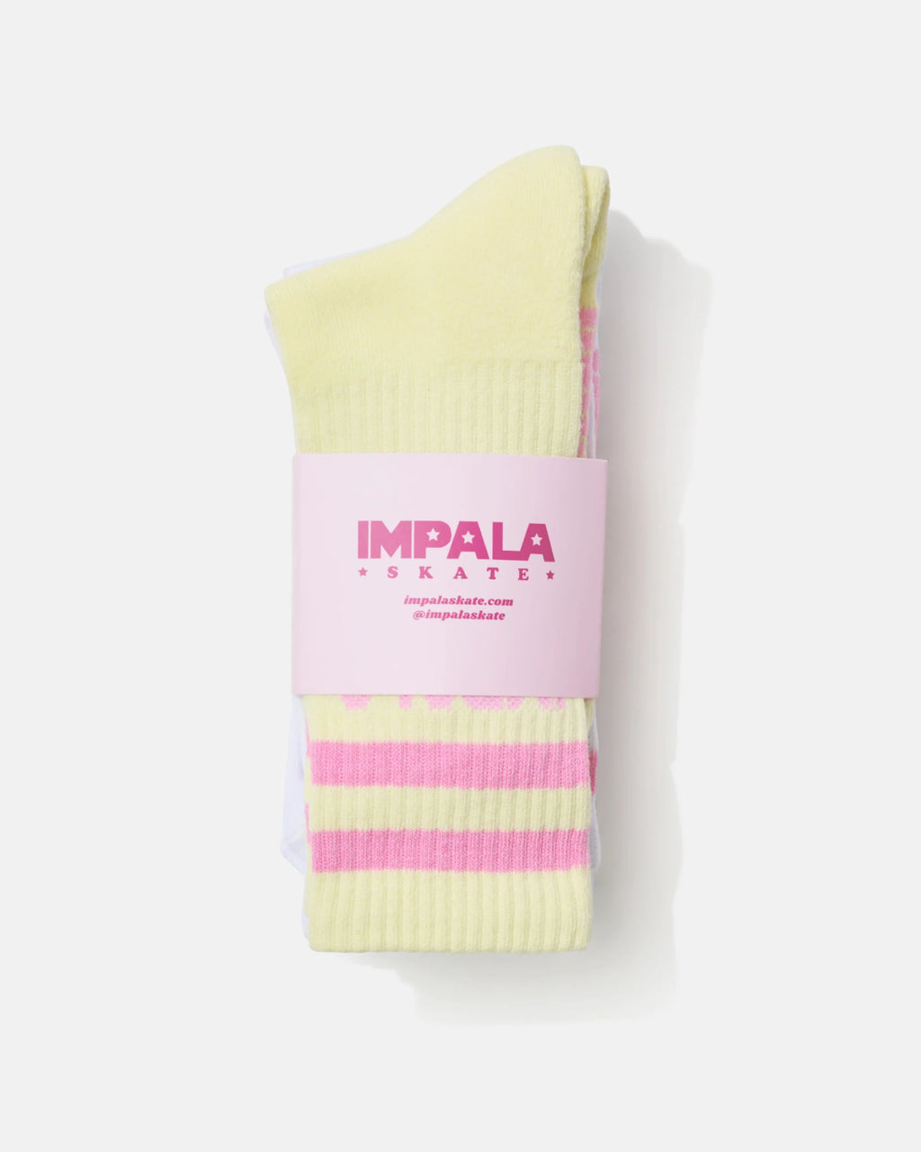 Impala Stripe Sock 3 Pack - WHITE W/ PETAL