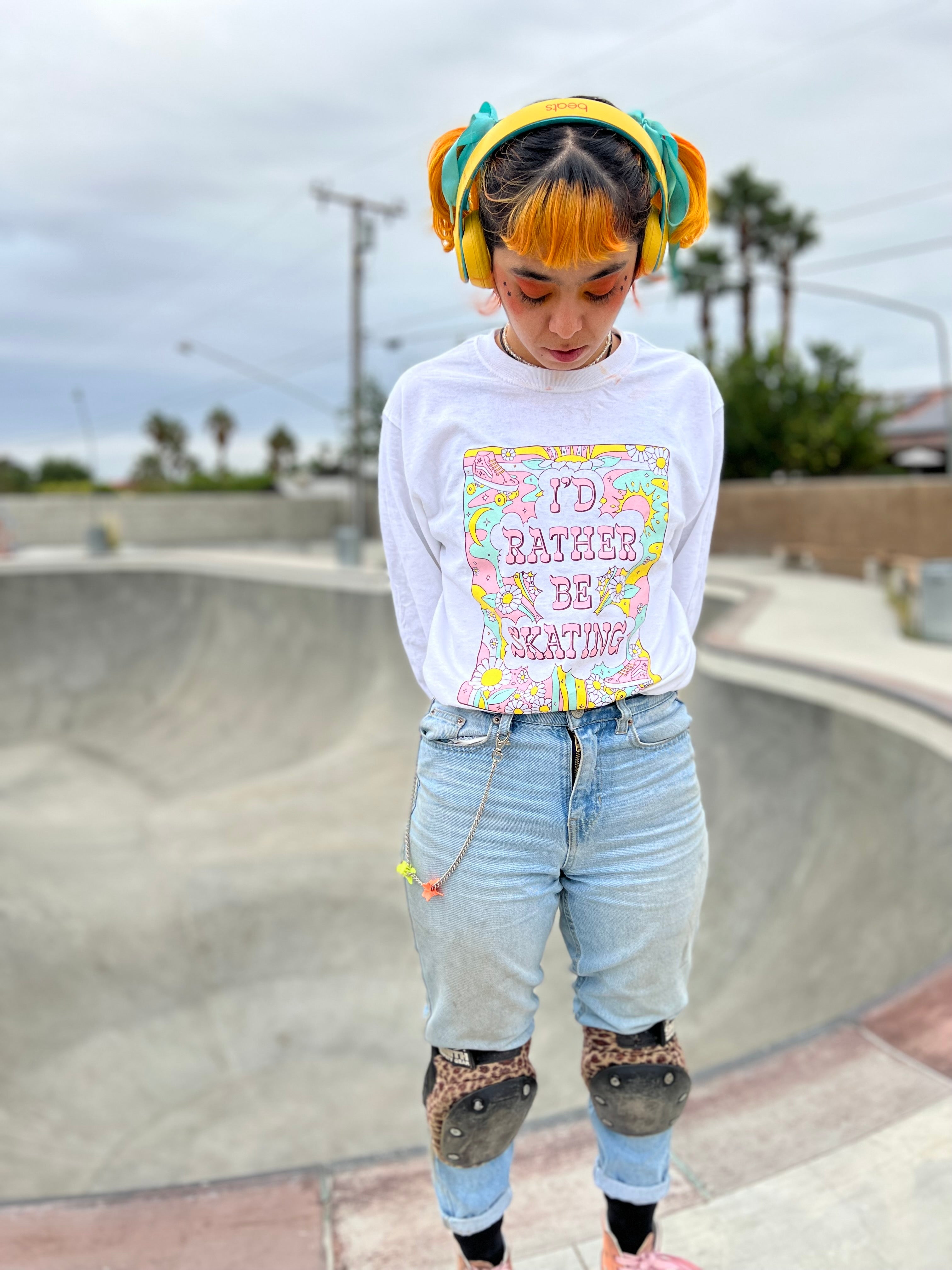 I'd Rather Be Skating Long Sleeve Tee - Pigeon's Roller Skate Shop