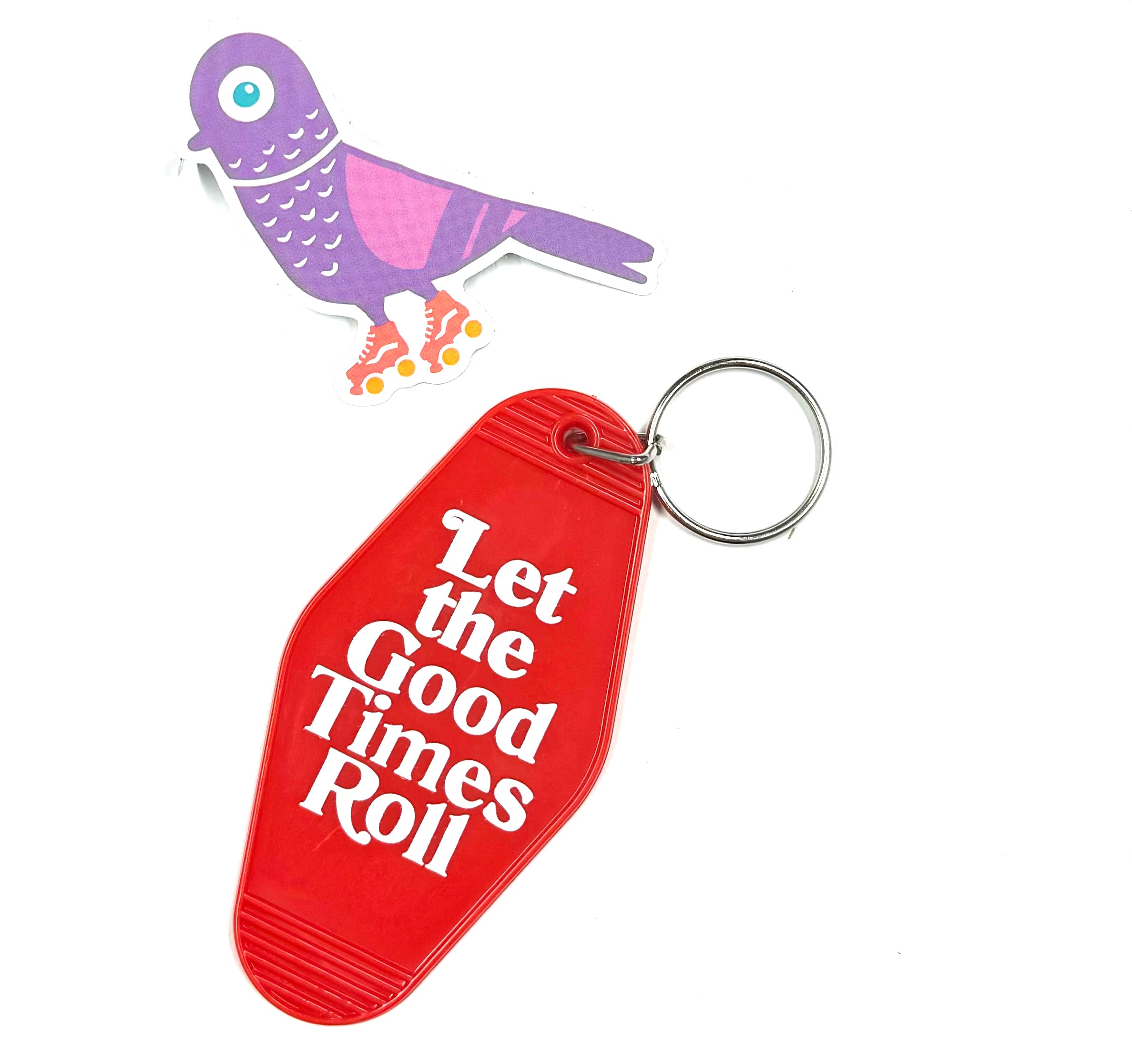 Hotel Keychain - LET THE GOOD TIMES ROLL - Pigeon's Roller Skate Shop