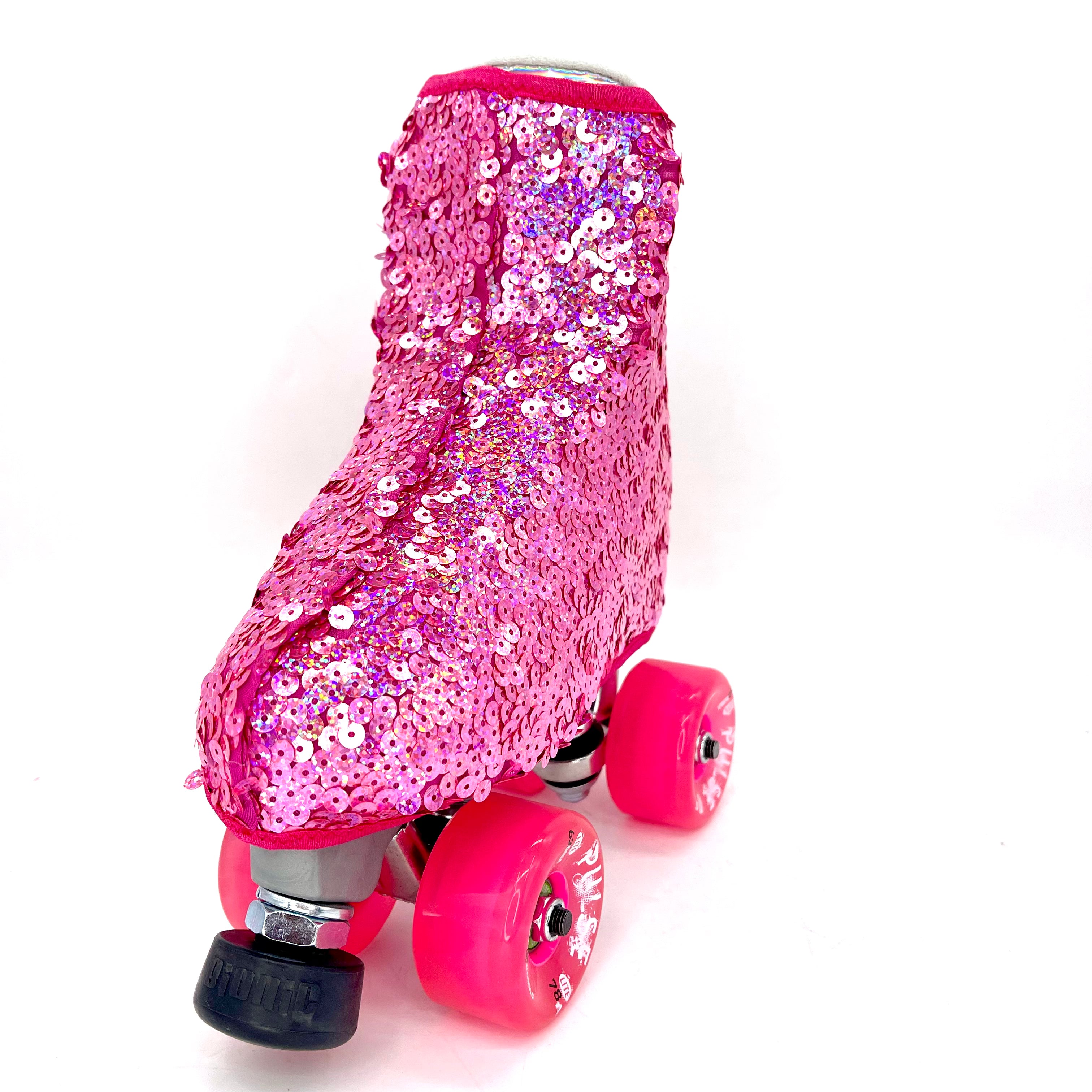 Roller Skate Boot Covers - PINK SEQUINS - Pigeon's Roller Skate Shop