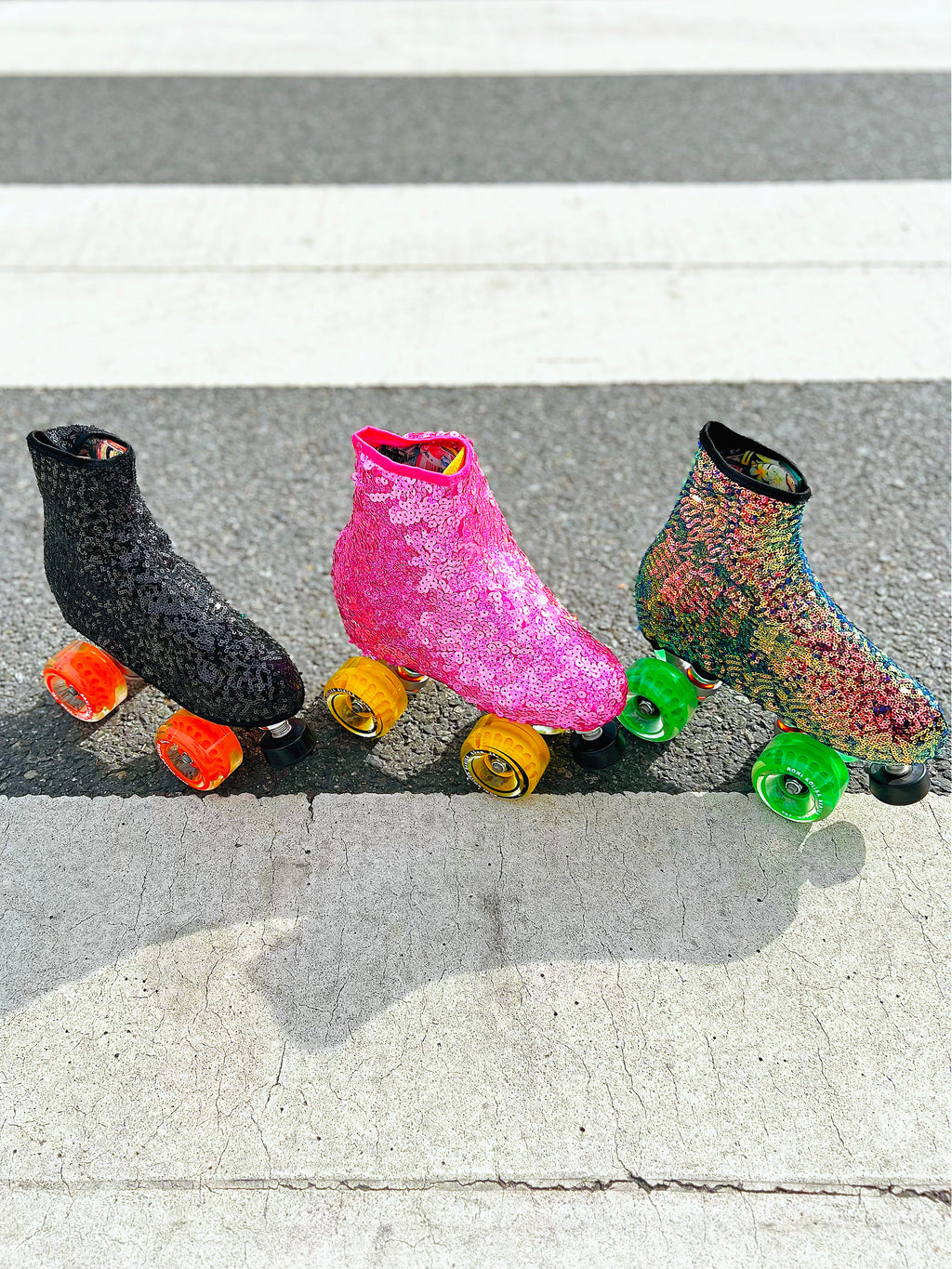 Roller Skate Boot Covers - MULTICOLOR SEQUINS - Pigeon's Roller Skate Shop