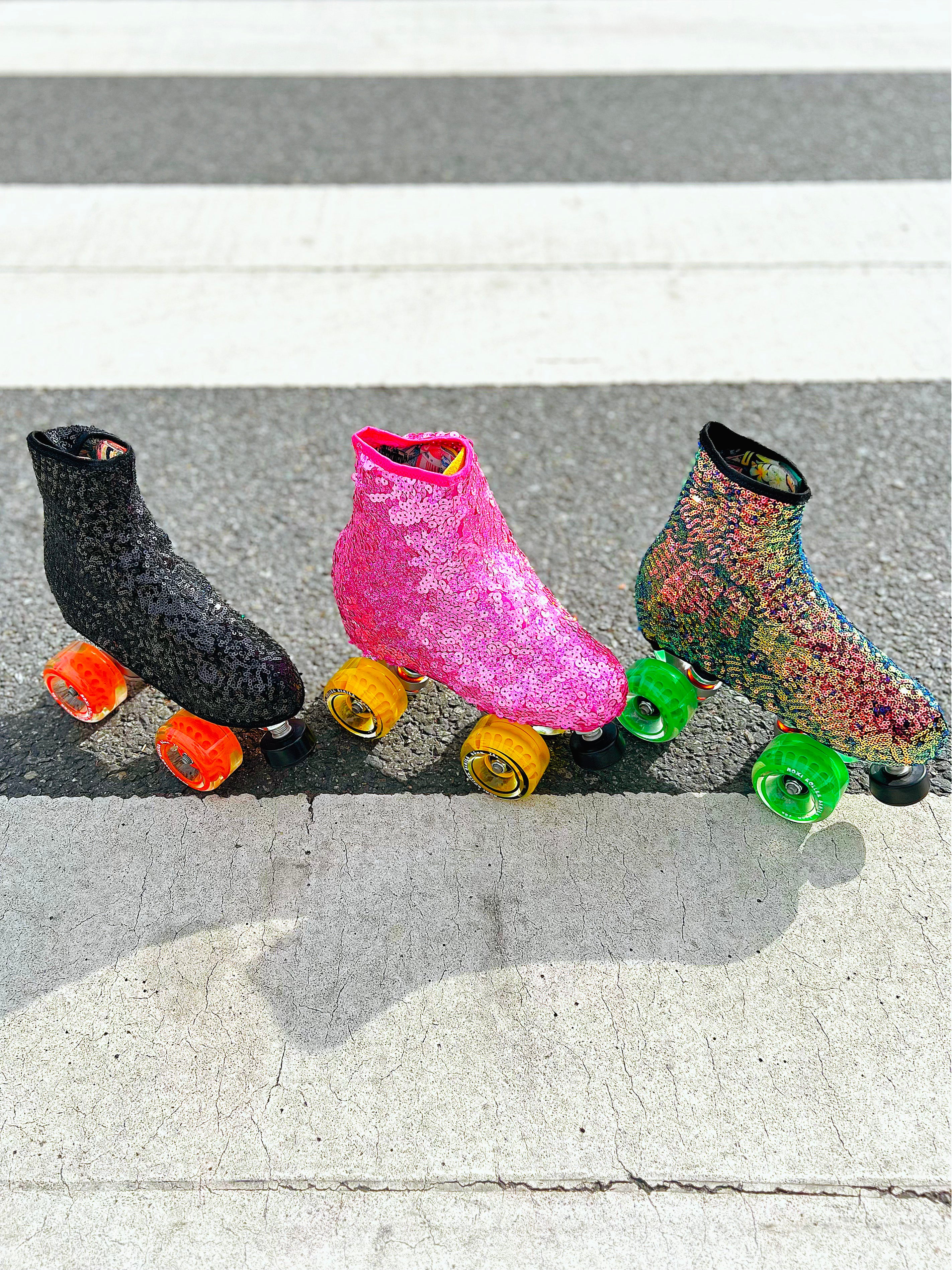 Roller Skate Boot Covers - MULTICOLOR SEQUINS - Pigeon's Roller Skate Shop