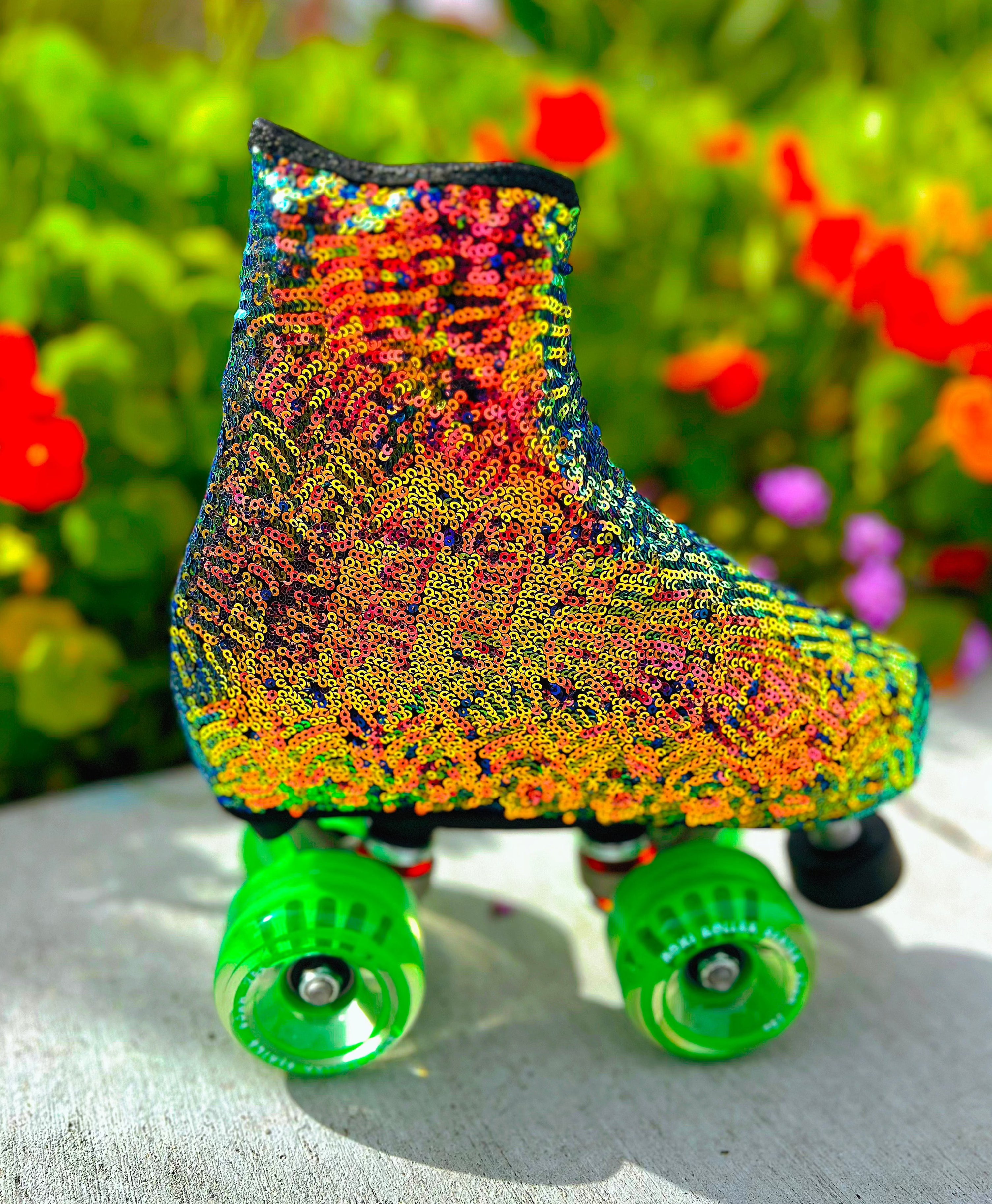 Roller Skate Boot Covers - MULTICOLOR SEQUINS - Pigeon's Roller Skate Shop
