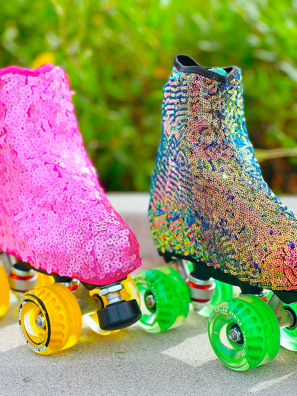 Roller Skate Boot Covers - PINK SEQUINS - Pigeon's Roller Skate Shop