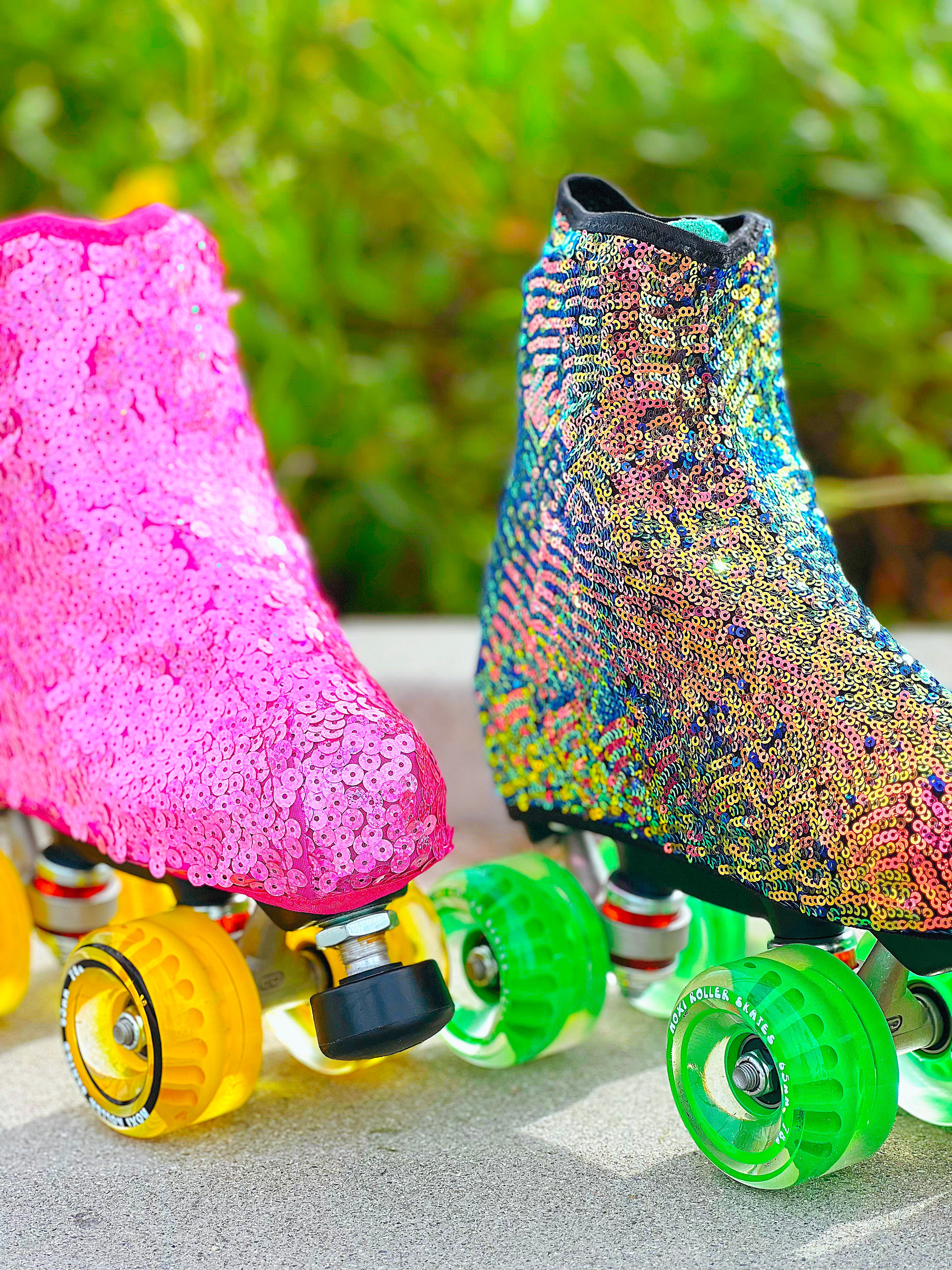 Roller Skate Boot Covers - PINK SEQUINS - Pigeon's Roller Skate Shop