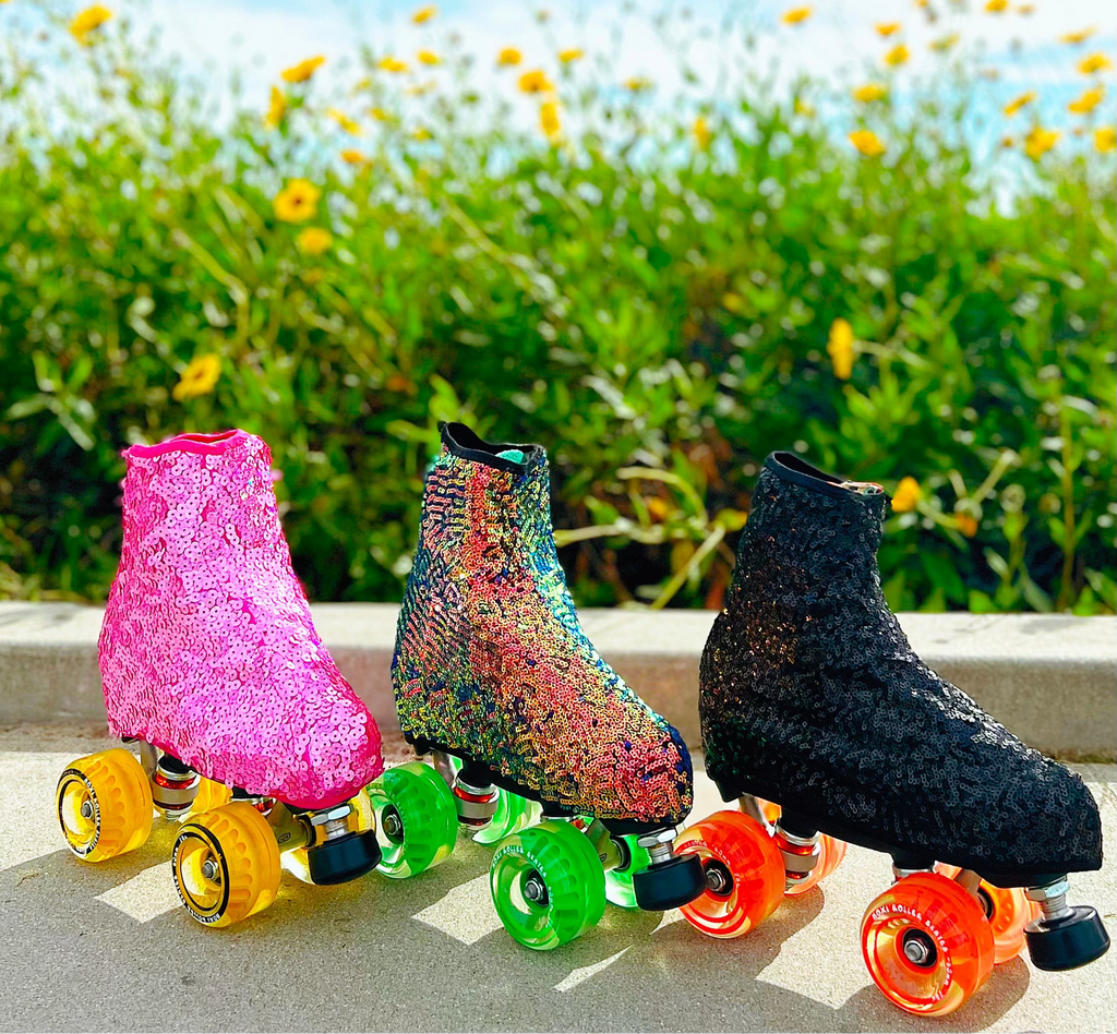Roller Skate Boot Covers - MULTICOLOR SEQUINS - Pigeon's Roller Skate Shop