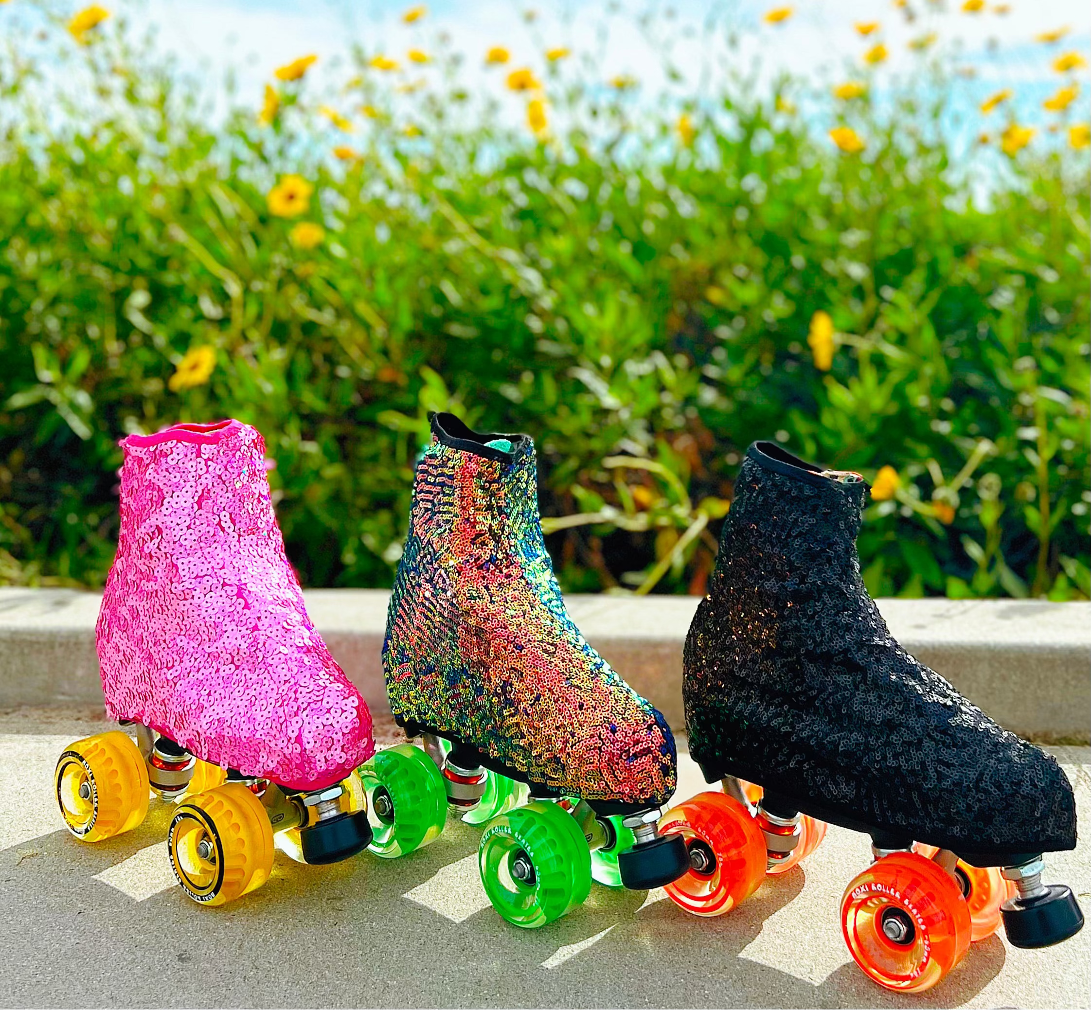 Roller Skate Boot Covers - MULTICOLOR SEQUINS - Pigeon's Roller Skate Shop