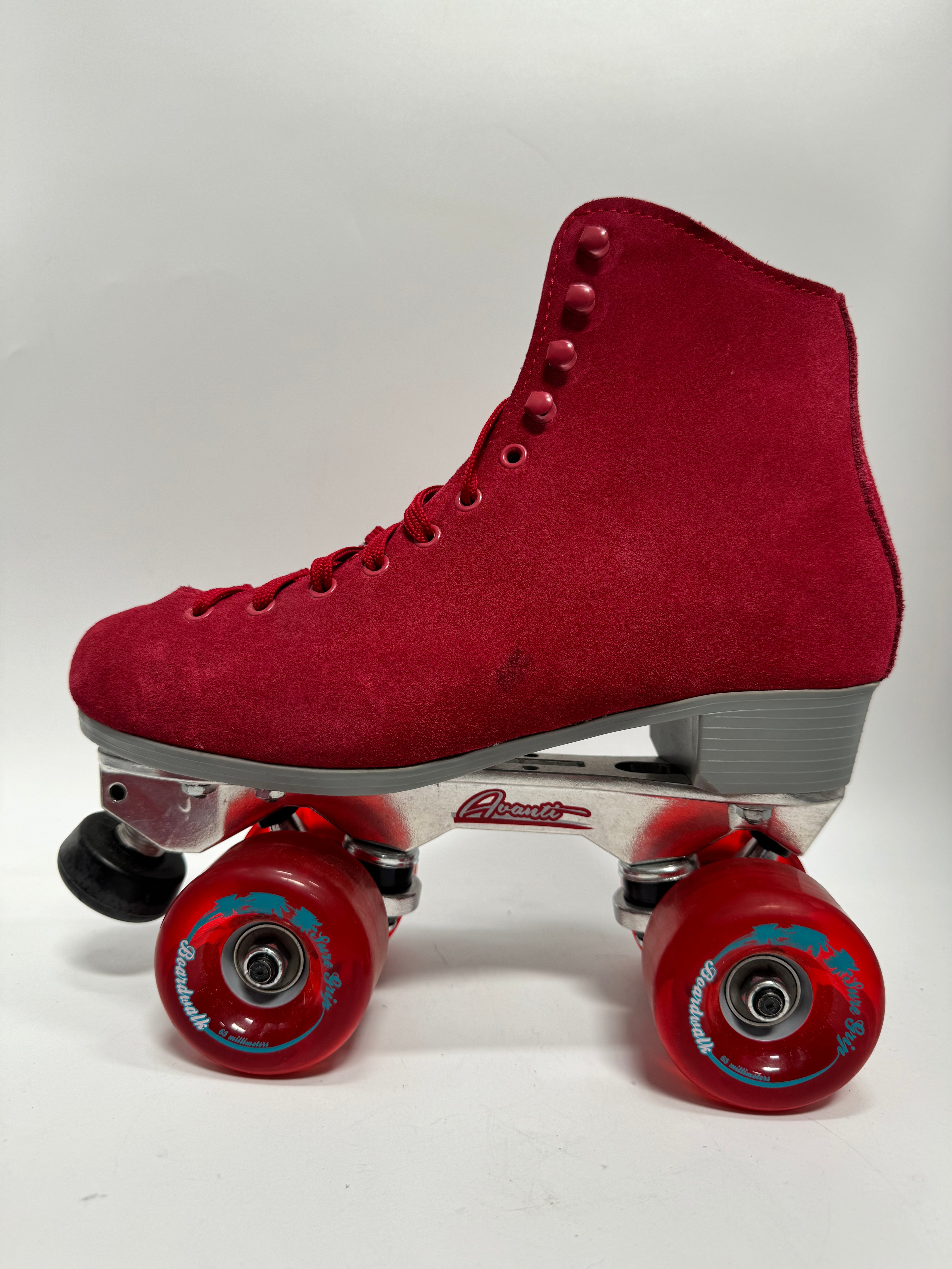 Sure-Grip - Boardwalk - Red Size 7 w/ Avanti Plate Upgrade *BLEM* - Pigeon's Roller Skate Shop