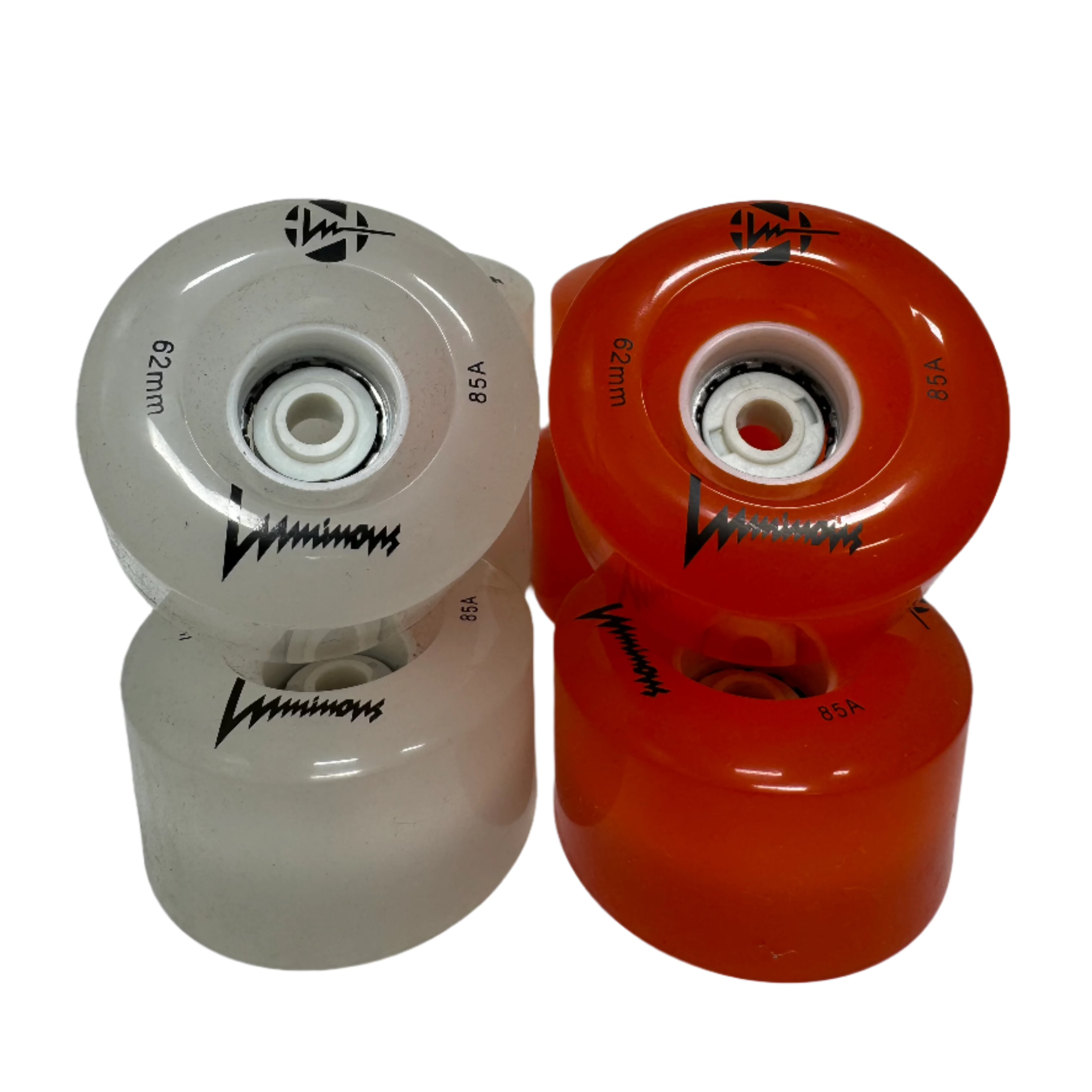 Luminous Wheels - Mismatch Orange + White 8pk - 85A - Pigeon's Roller Skate Shop