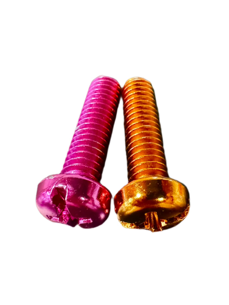 Pink and Orange Mismatch Metallic Bolts / Screws for Bolt-on Toe Stops & Toe Plugs (5/16"), Pair *BLEM