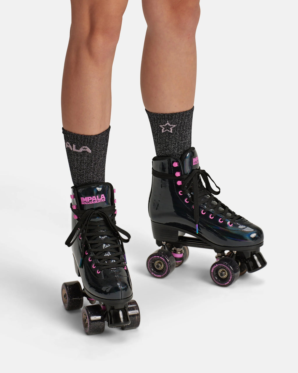 Impala Roller Skates - BLACK HOLOGRAPHIC - Pigeon's Roller Skate Shop