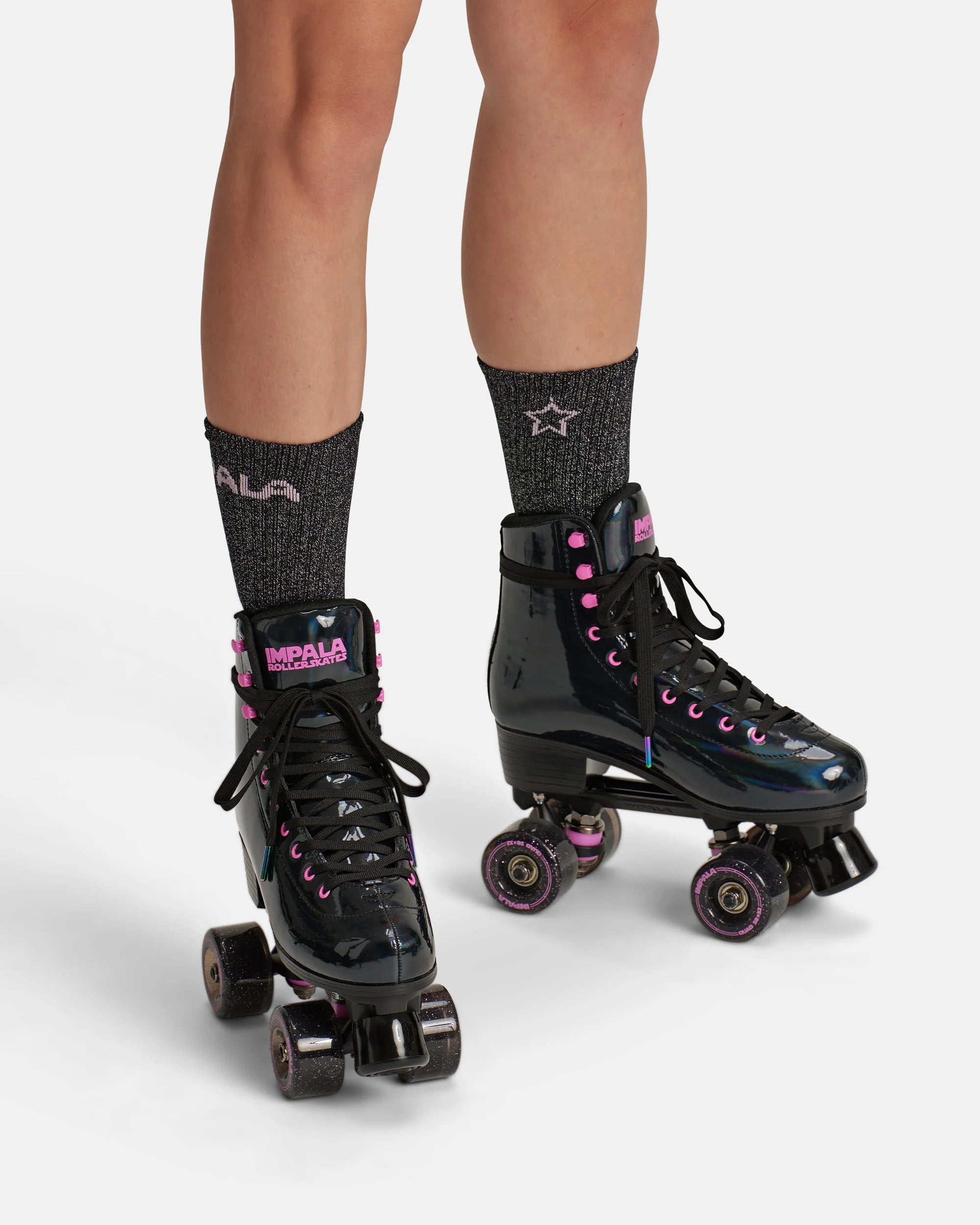 Impala Roller Skates - BLACK HOLOGRAPHIC - Pigeon's Roller Skate Shop