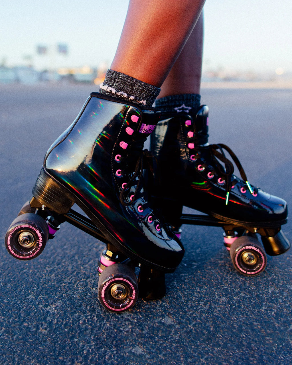 Impala Roller Skates - BLACK HOLOGRAPHIC - Pigeon's Roller Skate Shop